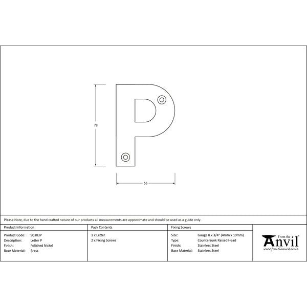 From The Anvil - Letter P - Polished Nickel - 90303P - Choice Handles