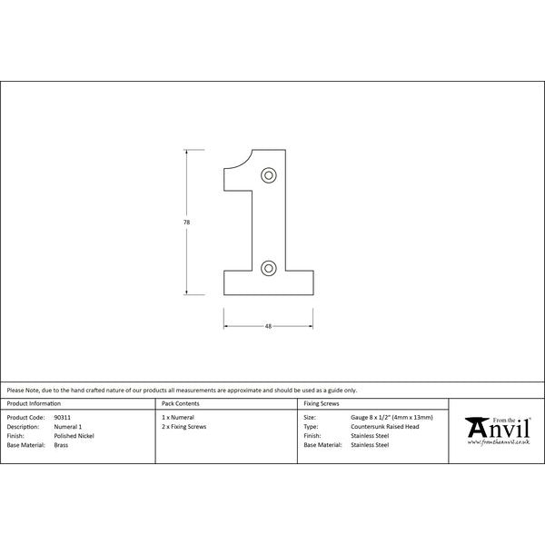 From The Anvil - Numeral 1 - Polished Nickel - 90311