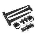 Spira Brass - 10" 250mm Plain Ring Gate Ironmongery Kit - Black - 9101 - Choice Handles