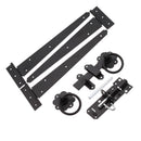 Spira Brass - 12" 300mm Plain Ring Gate Ironmongery Kit  - Black - 9102 - Choice Handles