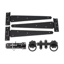 Spira Brass - 14" 350mm Plain Ring Gate Ironmongery Kit  - Black - 9103 - Choice Handles