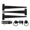 Spira Brass - 18" 450mm Plain Ring Gate Ironmongery Kit  - Black - 9104 - Choice Handles