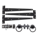Spira Brass - 10" 250mm Twist Ring Gate Ironmongery Kit  - Black - 9105 - Choice Handles
