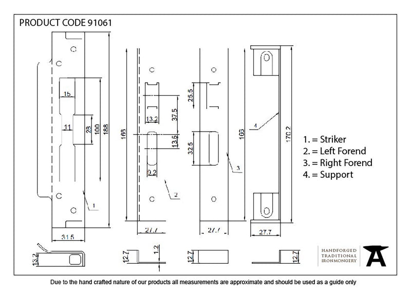 From The Anvil - ½" Rebate Kit for Sash Lock - Satin Stainless Steel - 91061