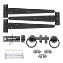 Spira Brass - 12" 300mm Twist Ring Gate Ironmongery Kit  - Black - 9106 - Choice Handles