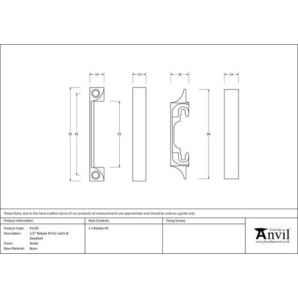From The Anvil - ½" Rebate Kit  Latch and Deadbolt - Polished Nickel - 91105