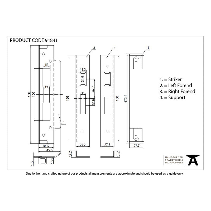 From The Anvil - ½" Euro Sash Lock Rebate Kit - PVD Brass - 91841 - Choice Handles