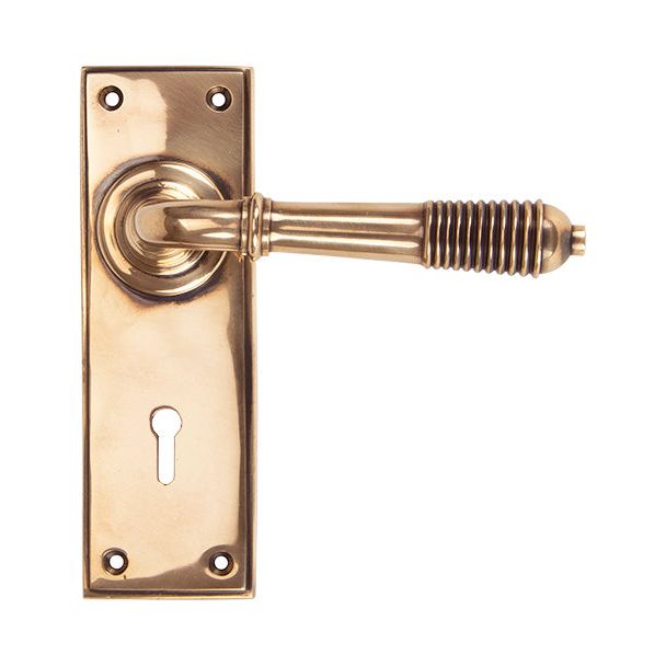 From The Anvil - Reeded Lever Lock Set - Polished Bronze - 91913 - Choice Handles