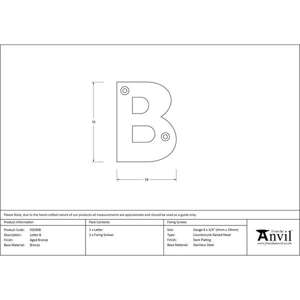 From The Anvil - Letter B - Aged Bronze - 92030B - Choice Handles