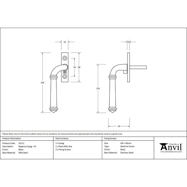 From The Anvil - Regency Espag - LH - Black - 92111