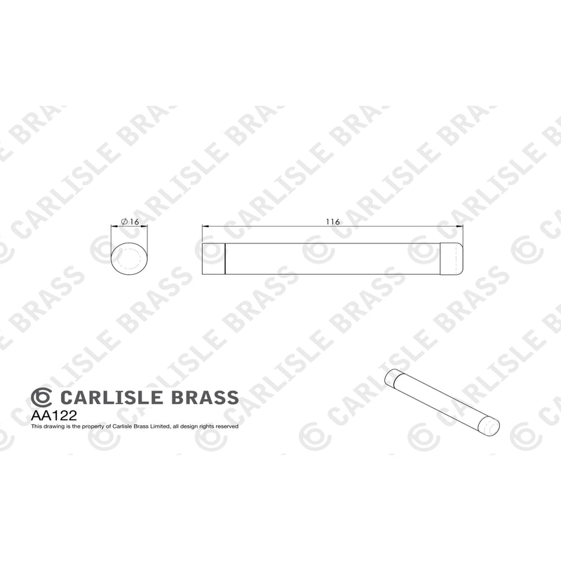 Carlisle Brass - Cylinder Pattern Door Stop - without Rose - Polished Chrome - AA122CP - Choice Handles