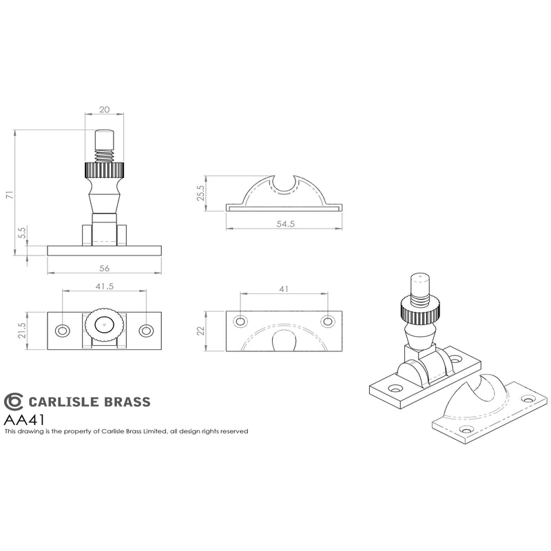 Carlisle Brass - Sash Fastener (Brighton Pattern) - Polished Brass - AA41