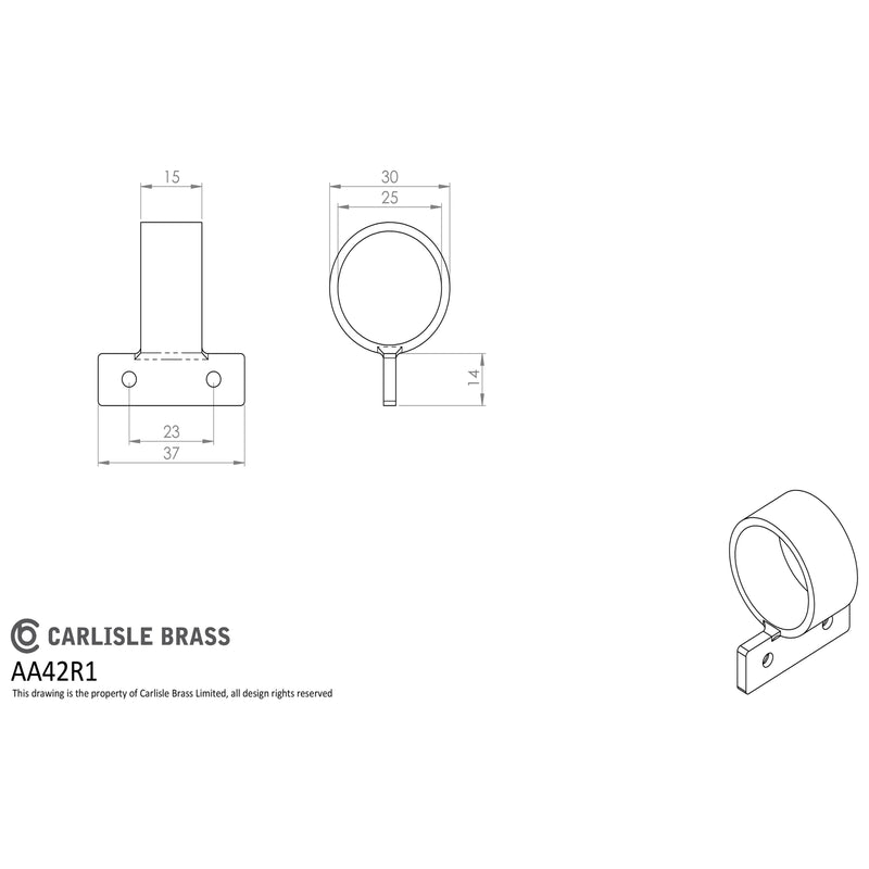 Carlisle Brass - Ring Sash Lift (Vertical Fix) - Polished Brass - AA42R1