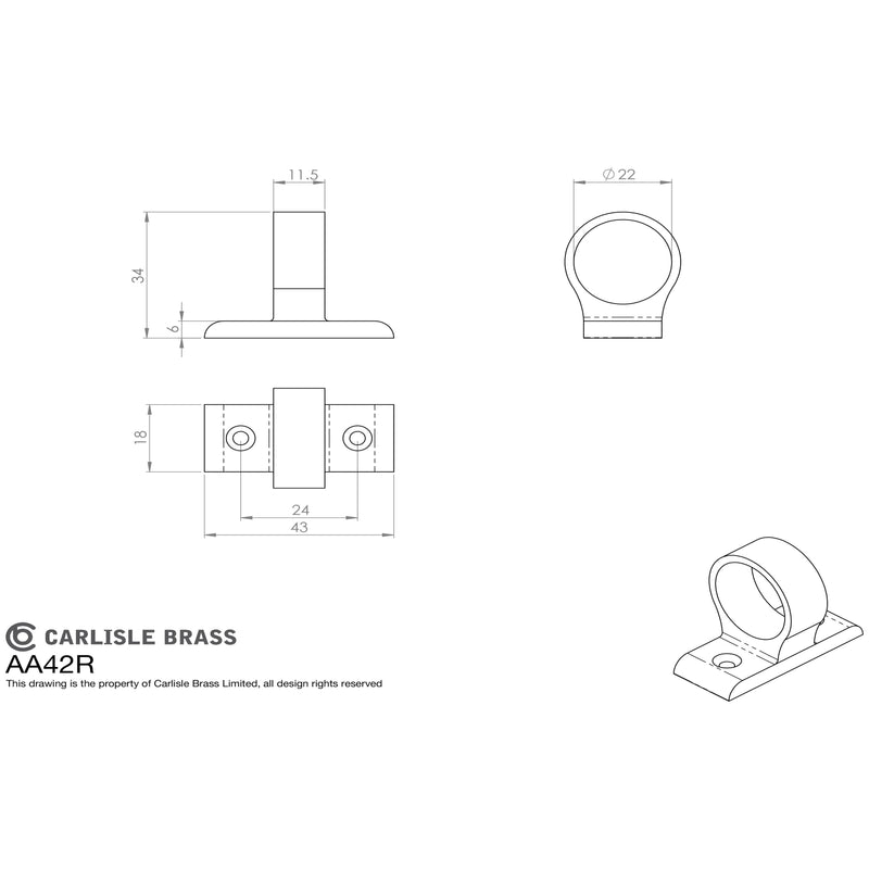 Carlisle Brass - Ring Sash Lift (Horizontal Fix) - Satin Chrome - AA42RSC