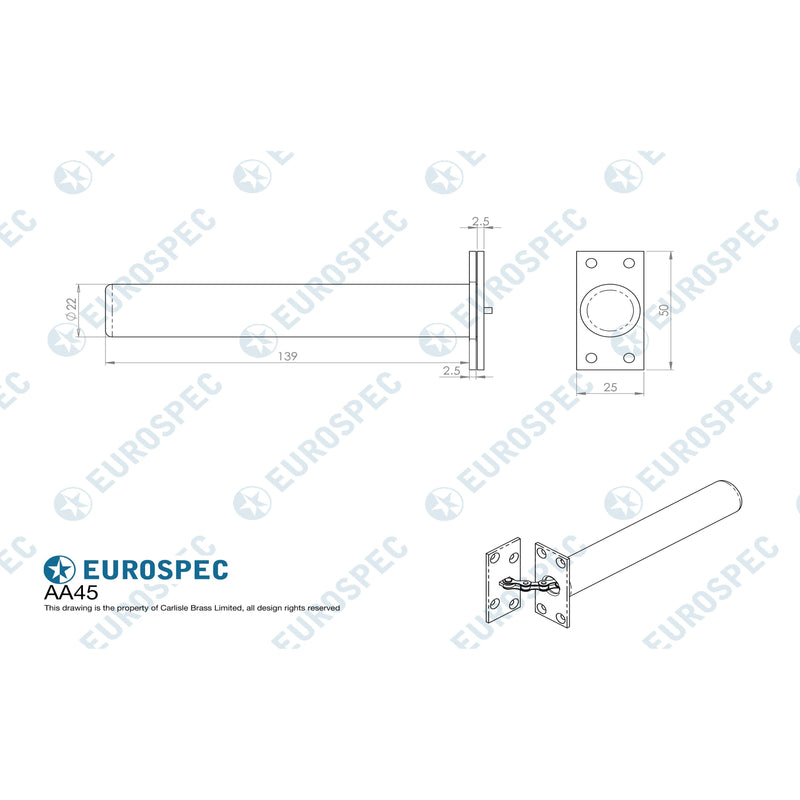 Carlisle Brass - Concealed Chain Spring Door Closer - Electro Brassed - AA45EB - Choice Handles