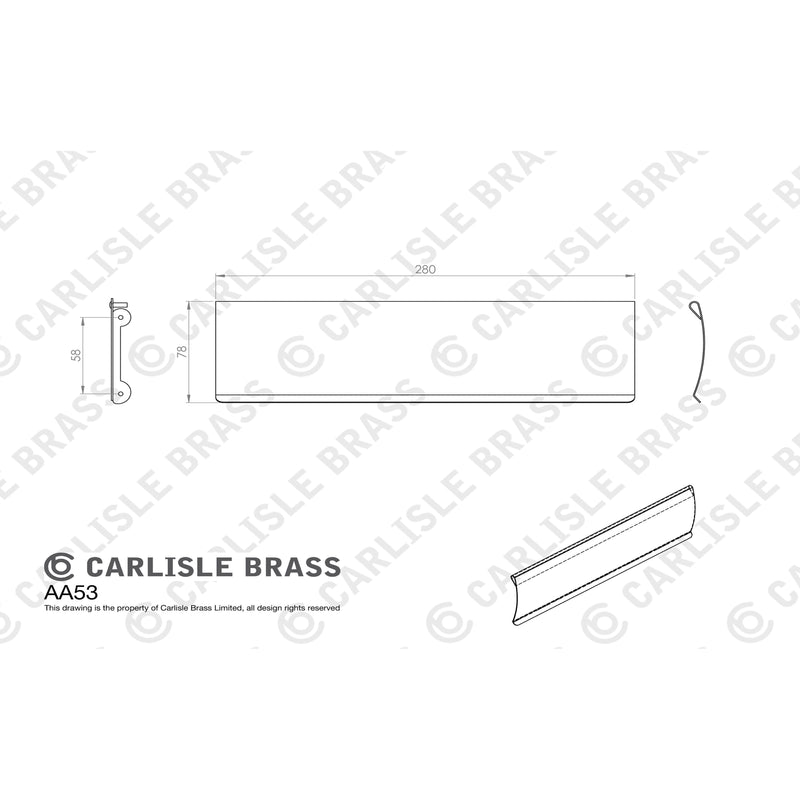 Carlisle Brass  - Letter Tidy 280mm x 76mm - Polished Brass - AA53 - Choice Handles
