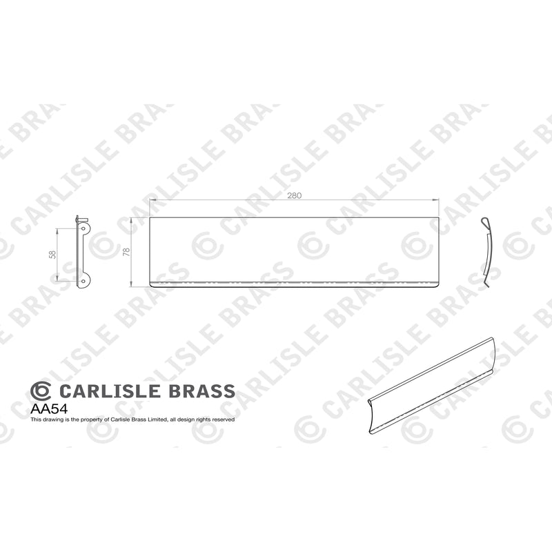 Carlisle Brass  - Letter Tidy 280mm x  76mm - Polished Brass - AA54 - Choice Handles