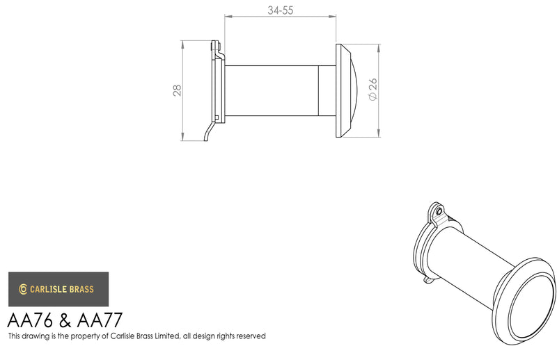 Eurospec - Door Viewer Matt Black - Matt Black - AA77MB