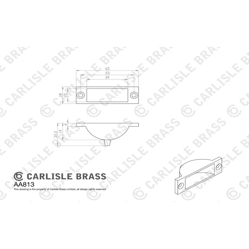 Carlisle Brass - Flush Bolt Socket - Satin Nickel - AA813SN - Choice Handles