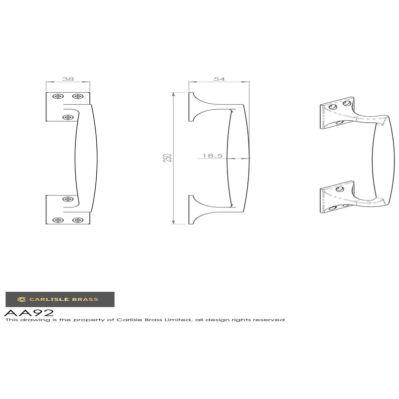 Carlisle Brass - Pub Style Pull Handle 250mm - Satin Chrome - AA92SC - Choice Handles