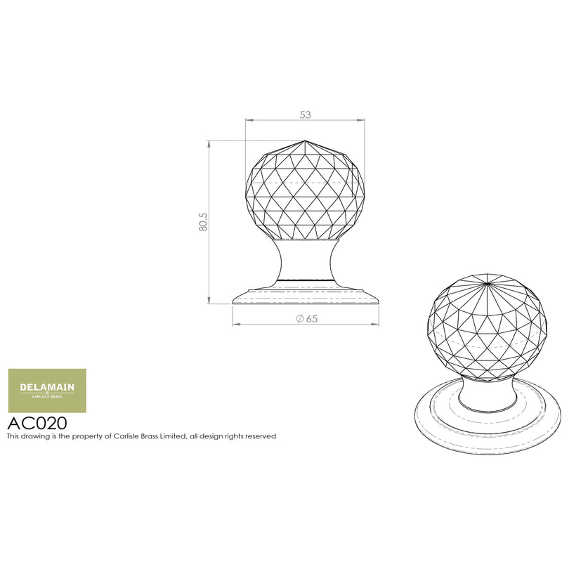 Carlisle Brass - Ice Facetted Crystal Knob - Satin Chrome - AC020SC - Choice Handles