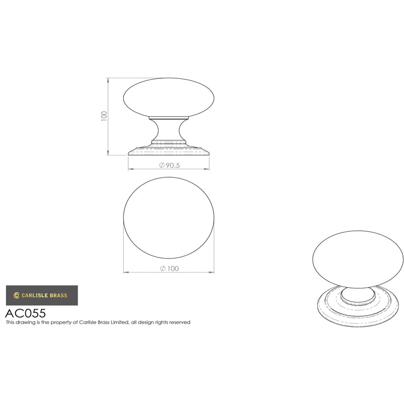 Carlisle Brass - Large Centre Door Knob - Polished Chrome - AC055CP - Choice Handles