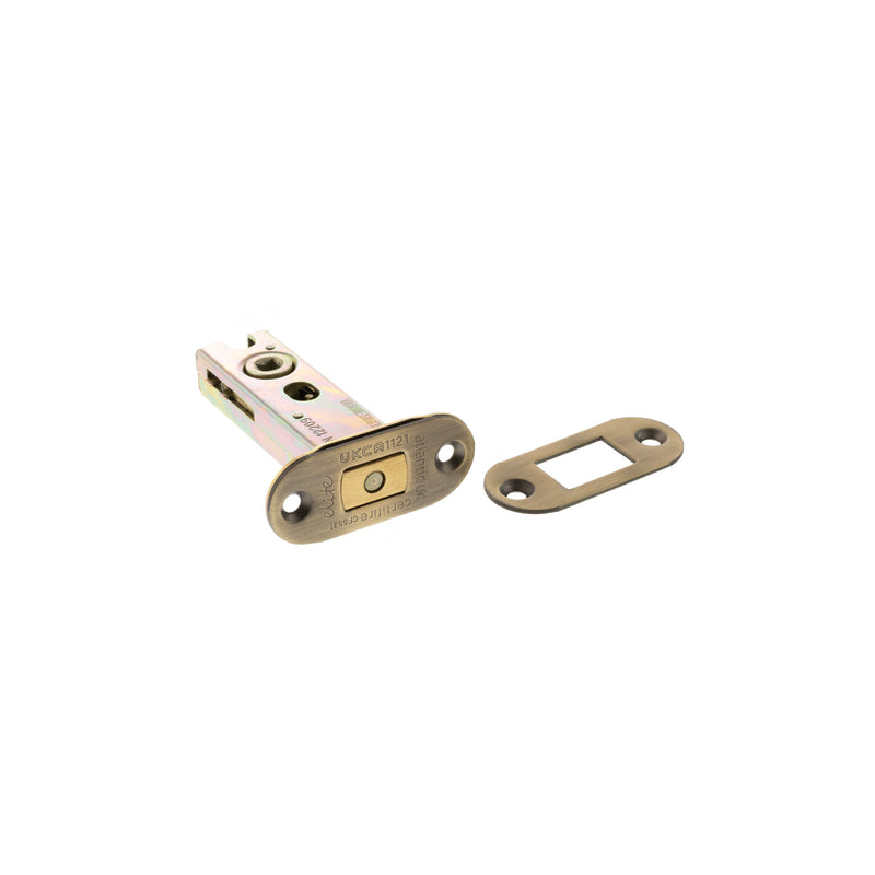 Atlantic Fire-Rated CE Marked Bolt Through Tubular Radius Deadbolt 3" - Matt Antique Brass - ADBRCE3MAB - Choice Handles