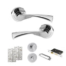 STATUS Colorado Door Handle Pack (Bathroom Set - 3" CE Bathroom Lock, 4" Slim Knuckle Hinges x2) - Polished Chrome - ADPS34RPC13 - Choice Handles
