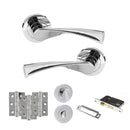 STATUS Colorado Door Handle Pack (Bathroom Set - 2.5" CE Bathroom Lock, 3" Fire Rated Hinges x3) - Polished Chrome - ADPS34RPC8 - Choice Handles