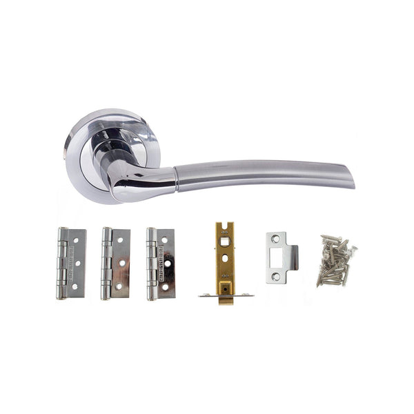 Atlantic Swell Dorpac (3" Latch, 3"x2" Hingesx3) - Satin Chrome/Polished Chrome - ADPECO10SCPC2 - Choice Handles