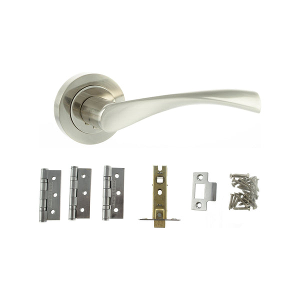 Atlantic Aqua Dorpac (3" Latch, 3"x2" Hingesx3) - Satin Nickel/Nickel Plate - ADPECO20SNNP2 - Choice Handles