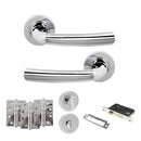 STATUS Nevada Door Handle Pack (Bathroom Set - 3" CE Bathroom Lock, 4" Fire Rated Hinges x3) - Polished Chrome - ADPS21RPC11 - Choice Handles