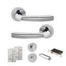 STATUS Nevada Door Handle Pack (Bathroom Set - 2.5" CE Bathroom Lock, 4" Slim Knuckle Hinges x2) - Polished Chrome - ADPS21RPC12 - Choice Handles