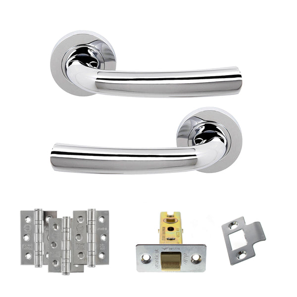 STATUS Nevada Door Handle Pack (Latch Set - 2.5" CE Latch, 3" Fire Rated Hinges x3) - Polished Chrome - ADPS21RPC1