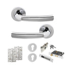 STATUS Nevada Door Handle Pack (Euro Lock Set - 2.5" CE Sashlock, 4" Slim Knuckle Hinges x2) - Polished Chrome - ADPS21RPC24 - Choice Handles