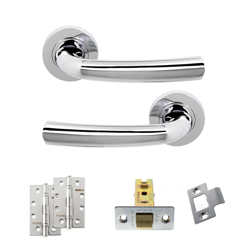 STATUS Nevada Door Handle Pack (Latch Set - 2.5" CE Latch, 4" Slim Knuckle Hinges x2) - Polished Chrome - ADPS21RPC5