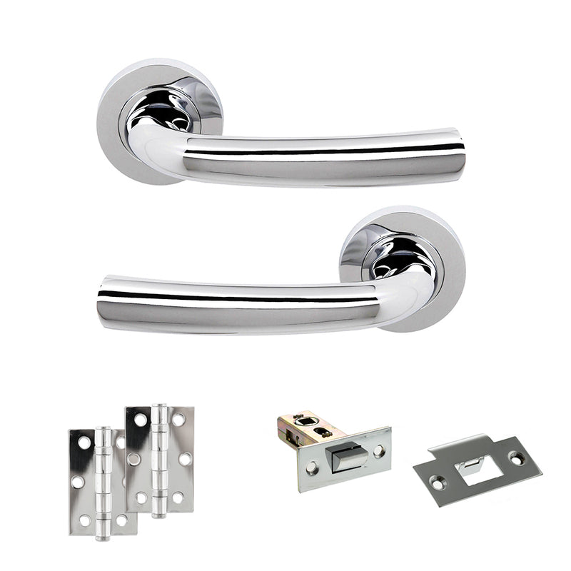 STATUS Nevada Door Handle Pack (Latch Set - 2.5" Latch, 3" Hinges x2) - Polished Chrome - ADPS21RPC7