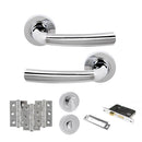 STATUS Nevada Door Handle Pack (Bathroom Set - 2.5" CE Bathroom Lock, 3" Fire Rated Hinges x3) - Polished Chrome - ADPS21RPC8 - Choice Handles
