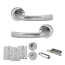 STATUS Nevada Door Handle Pack (Bathroom Set - 3" CE Bathroom Lock, 4" Fire Rated Hinges x3) - Satin Chrome - ADPS21RSC11 - Choice Handles