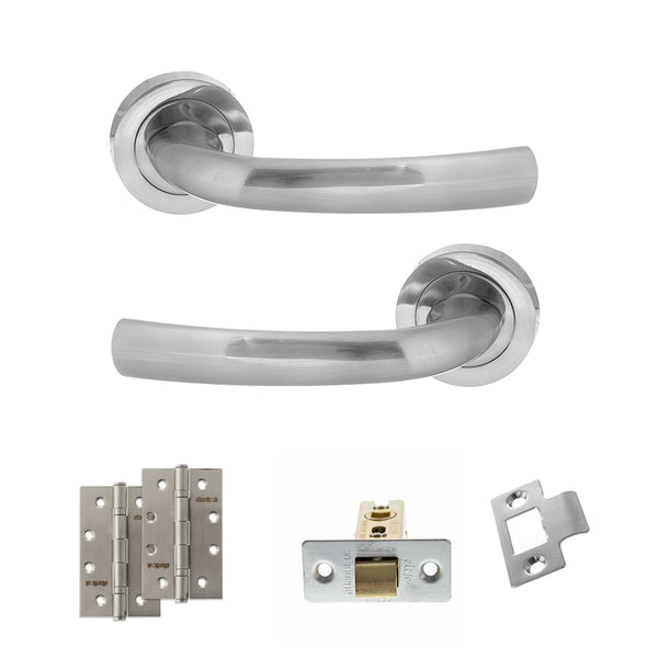 STATUS Nevada Door Handle Pack (Latch Set - 2.5" CE Latch, 4" Slim Knuckle Hinges x2) - Satin Chrome - ADPS21RSC5