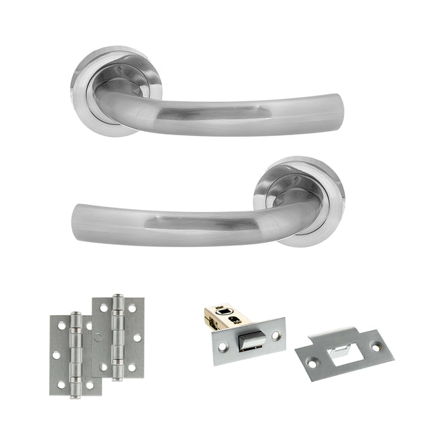 STATUS Nevada Door Handle Pack (Latch Set - 2.5" Latch, 3" Hinges x2) - Satin Chrome - ADPS21RSC7