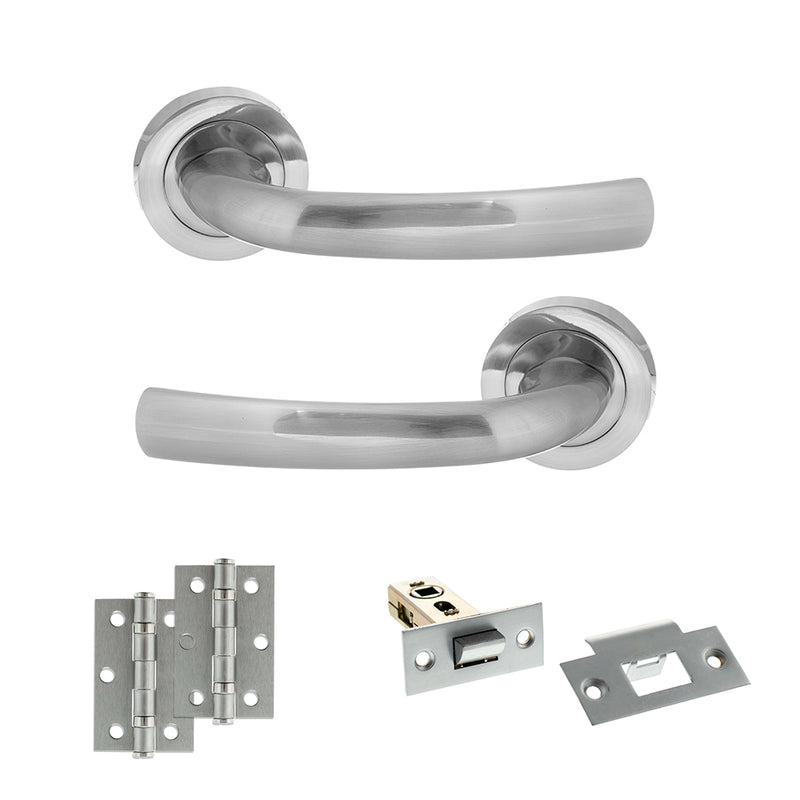 STATUS Nevada Door Handle Pack (Latch Set - 2.5" Latch, 3" Hinges x2) - Satin Chrome - ADPS21RSC7