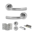 STATUS Nevada Door Handle Pack (Bathroom Set - 2.5" CE Bathroom Lock, 3" Fire Rated Hinges x3) - Satin Chrome - ADPS21RSC8 - Choice Handles
