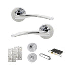 STATUS Arizona Door Handle Pack (Bathroom Set - 3" CE Bathroom Lock, 4" Slim Knuckle Hinges x2) - Polished Chrome - ADPS22RPC13 - Choice Handles