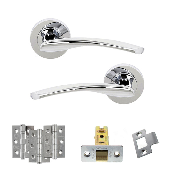STATUS Arizona Door Handle Pack (Latch Set - 2.5" CE Latch, 3" Fire Rated Hinges x3) - Polished Chrome - ADPS22RPC1