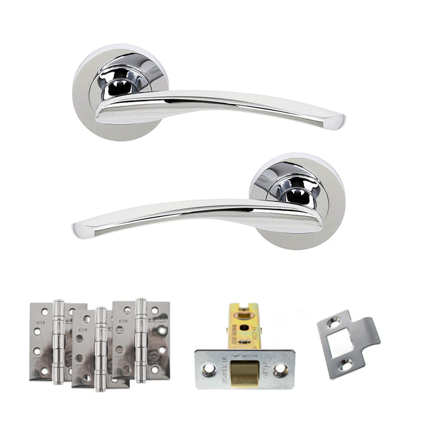 STATUS Arizona Door Handle Pack (Latch Set - 2.5" CE Latch, 4" Fire Rated Hinges x3) - Polished Chrome - ADPS22RPC3 - Choice Handles