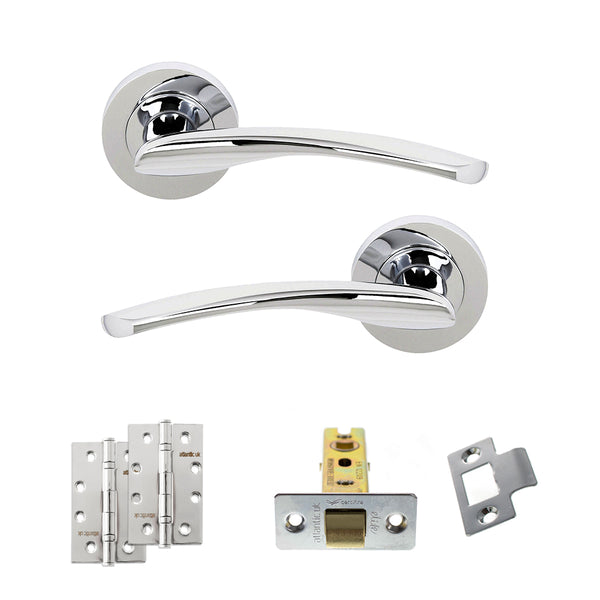 STATUS Arizona Door Handle Pack (Latch Set - 3" CE Latch, 4" Slim Knuckle Hinges x2) - Polished Chrome - ADPS22RPC6