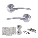 STATUS Arizona Door Handle Pack (Bathroom Set - 2.5" CE Bathroom Lock, 4" Fire Rated Hinges x3) - Satin Chrome - ADPS22RSC10 - Choice Handles