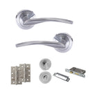 STATUS Arizona Door Handle Pack (Bathroom Set - 2.5" CE Bathroom Lock, 4" Slim Knuckle Hinges x2) - Satin Chrome - ADPS22RSC12 - Choice Handles