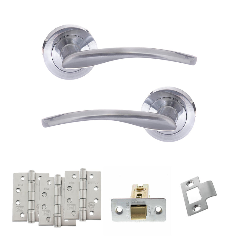 STATUS Arizona Door Handle Pack (Latch Set - 2.5" CE Latch, 4" Fire Rated Hinges x3) - Satin Chrome - ADPS22RSC3 - Choice Handles